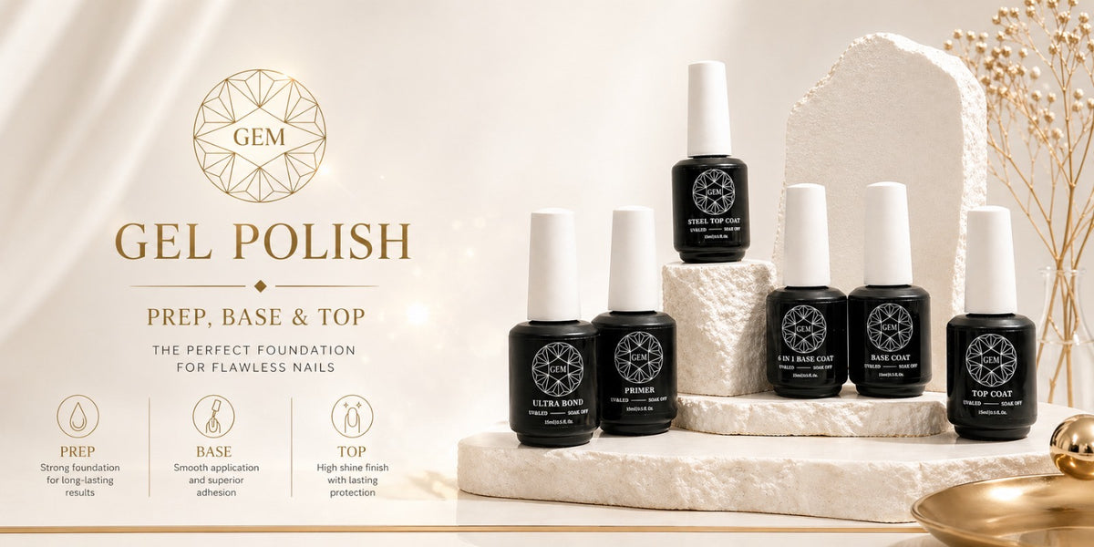 Gem Gel Polish - Prep, Base & Top
