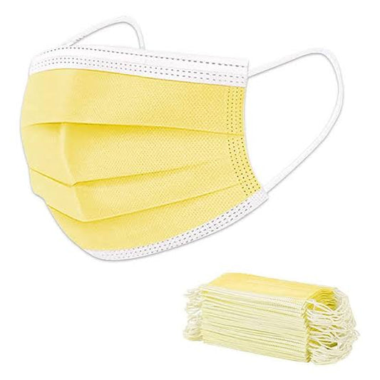 Face Mask 3 Ply 5’s - Yellow